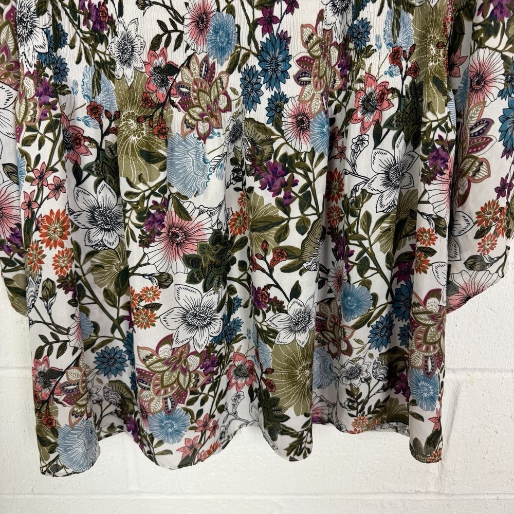 Spense Floral Popover Tunic Plus Size 1X Bell Flare Sleeves BoHo Forest Fairy - Picture 5 of 12